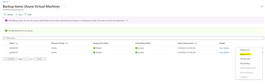How to Restore either Data from a Virtual Server Hard drive, or the Entire Virtual Server, in any Region